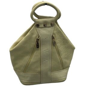Vintage Valentina Yellow Leather Double Handle 4 Zip Handbag BLEMISH